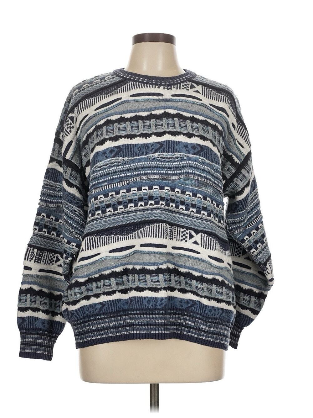 VTG FLORANCE Tricot 90s Coogi 3D Style Sweater Men’s Blue White L